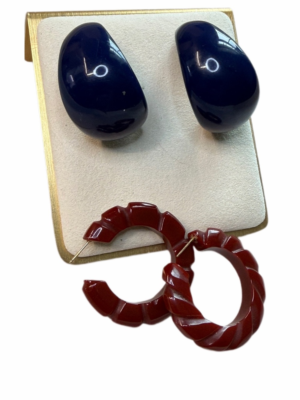 Navy and Burgundy Hoop Earring Set - Classic Women Jewelry